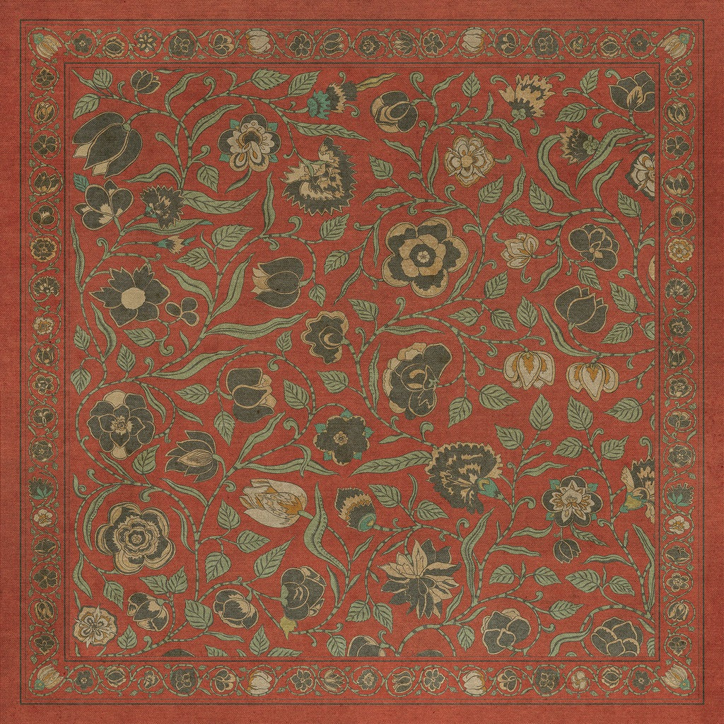 Williamsburg Antique Floral Coronation Vinyl Floor Cloth