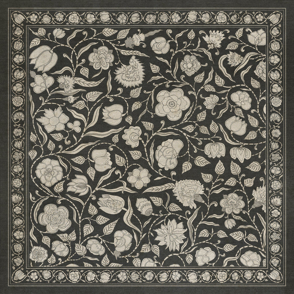 Williamsburg Antique Floral My Dear And Loving Husband Vinyl Floor Cloth