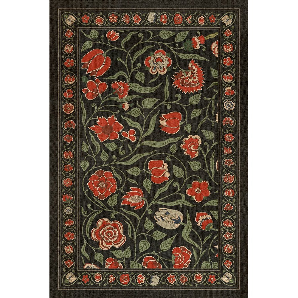 Williamsburg Antique Floral Where You I Will Go Vinyl Floor Cloth