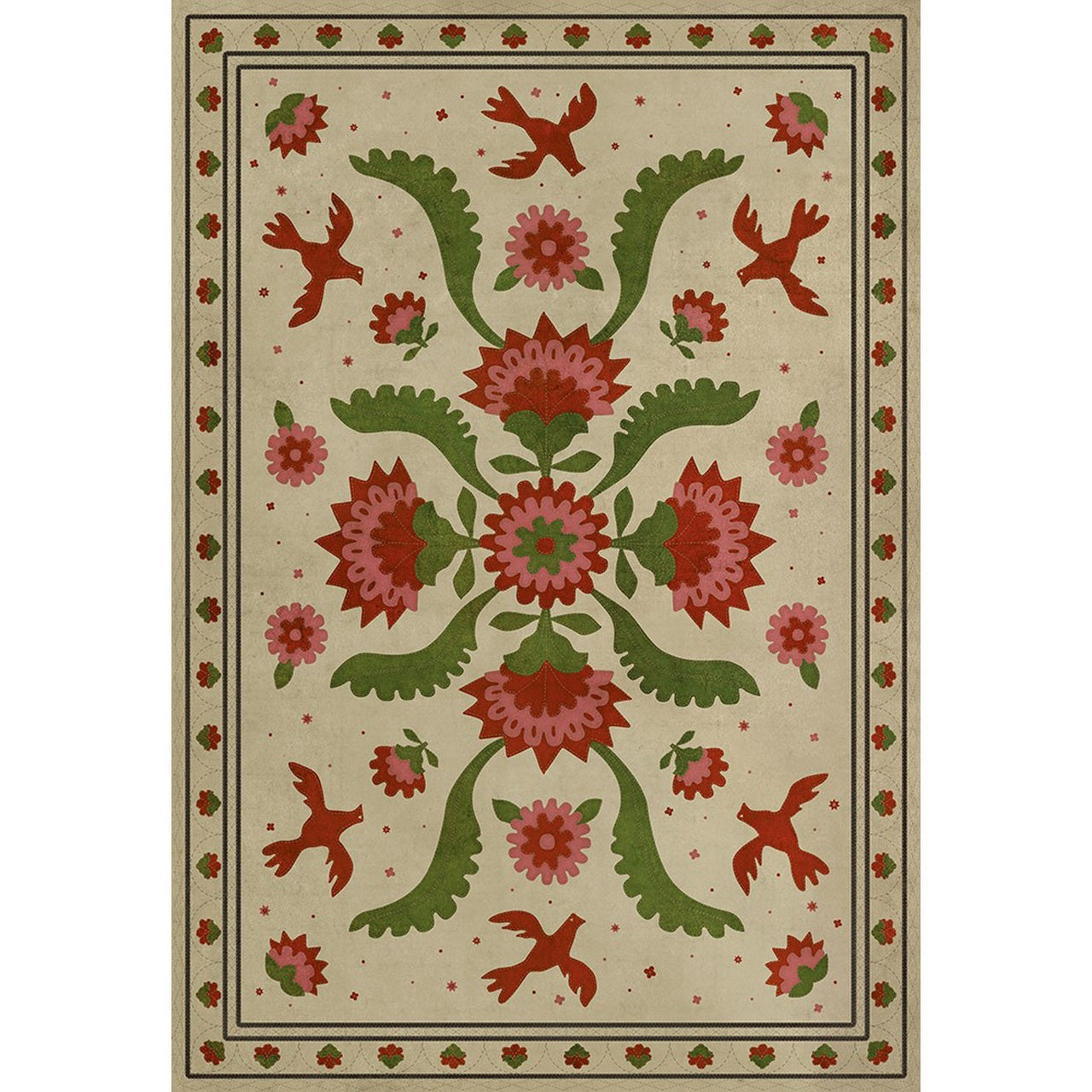 Williamsburg Applique The Frolic Vinyl Floor Cloth