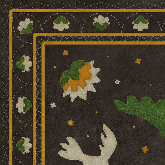 Williamsburg Applique The Greenest Dells Vinyl Floor Cloth