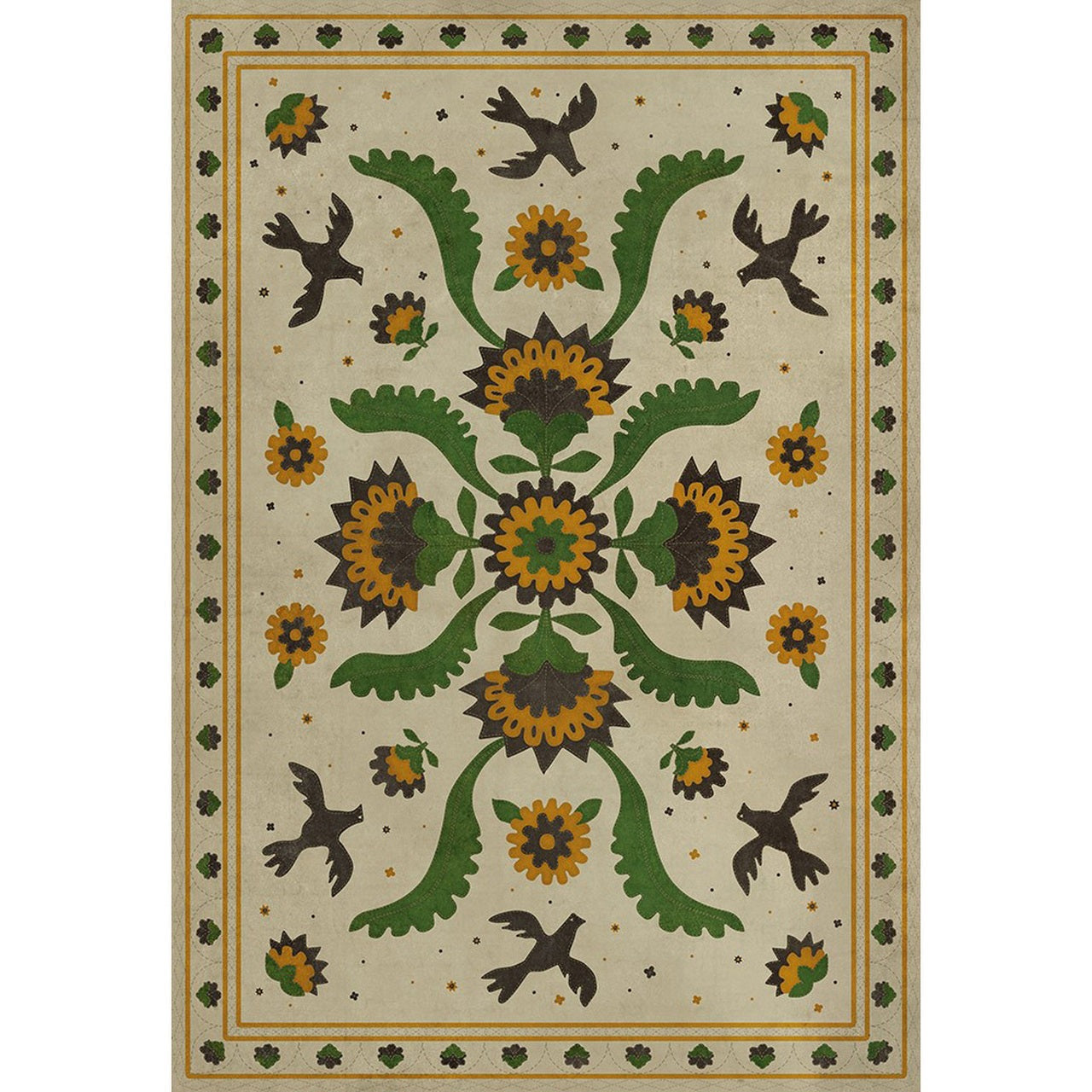 Williamsburg Applique Wild Bees Song Vinyl Floor Cloth