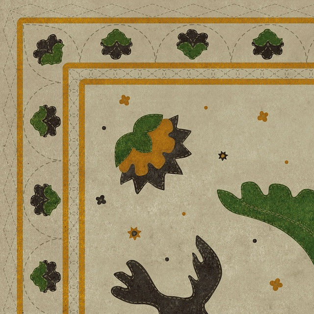 Williamsburg Applique Wild Bees Song Vinyl Floor Cloth