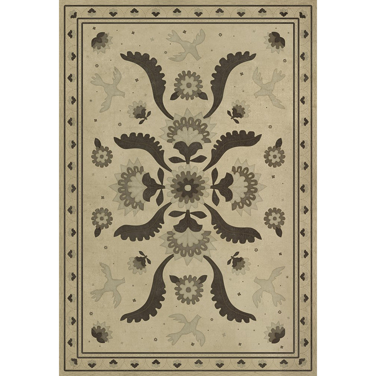 Williamsburg Applique With Joy We Strung Vinyl Floor Cloth