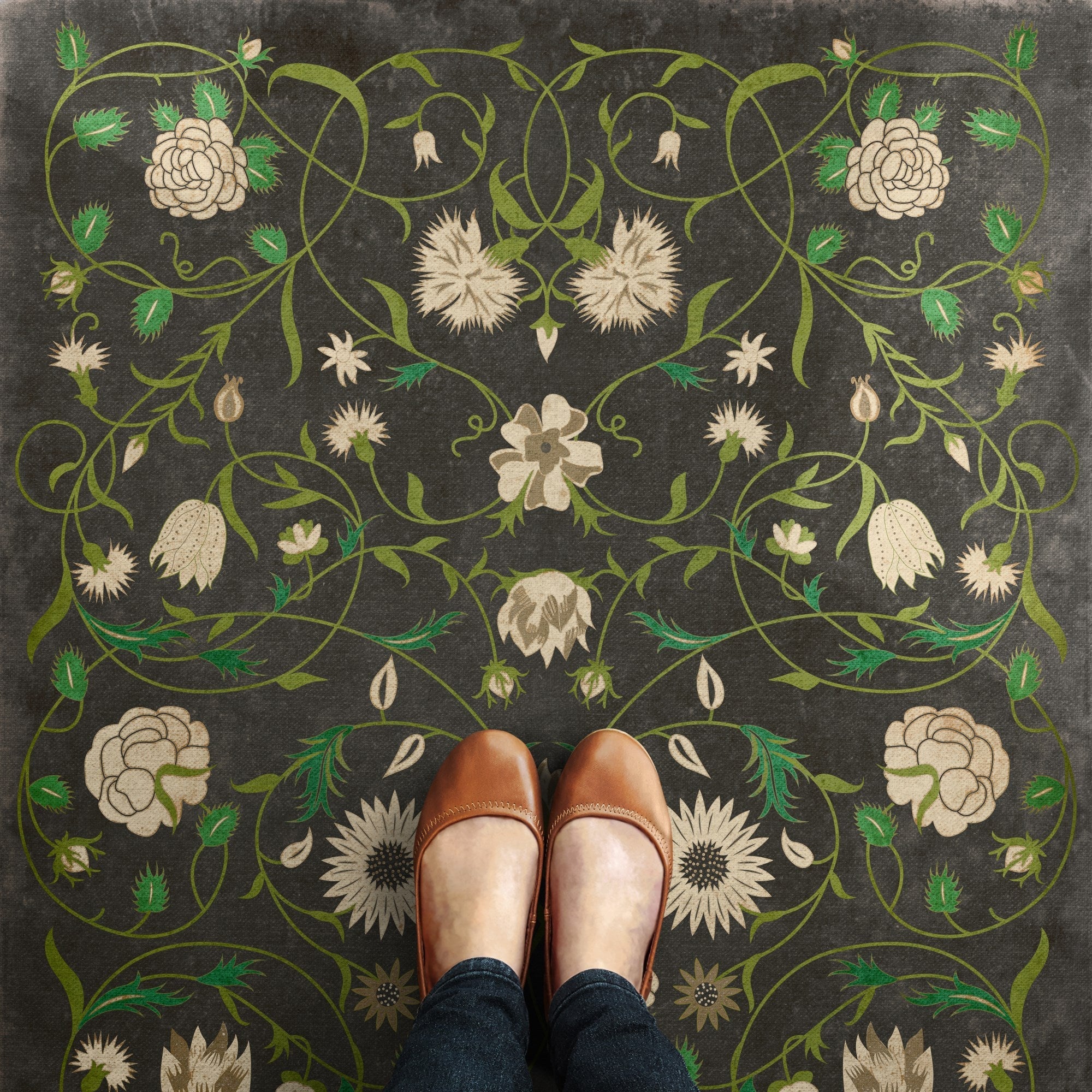 Williamsburg Floral Emma Vinyl Floor Cloth