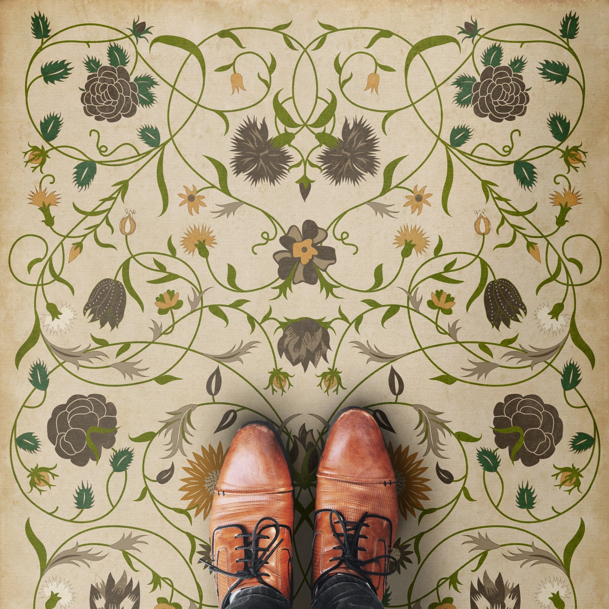 Williamsburg Floral Martha Vinyl Floor Cloth