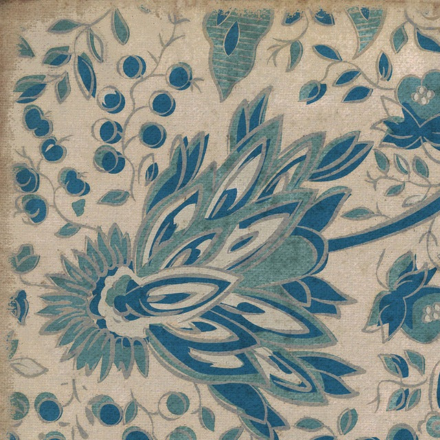 Williamsburg Garden Gate A Slash Of Blue Vinyl Floor Cloth