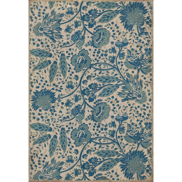 Williamsburg Garden Gate A Slash Of Blue Vinyl Floor Cloth