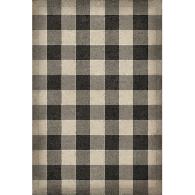 Williamsburg Gingham Canvas Black Vinyl Floor Cloth