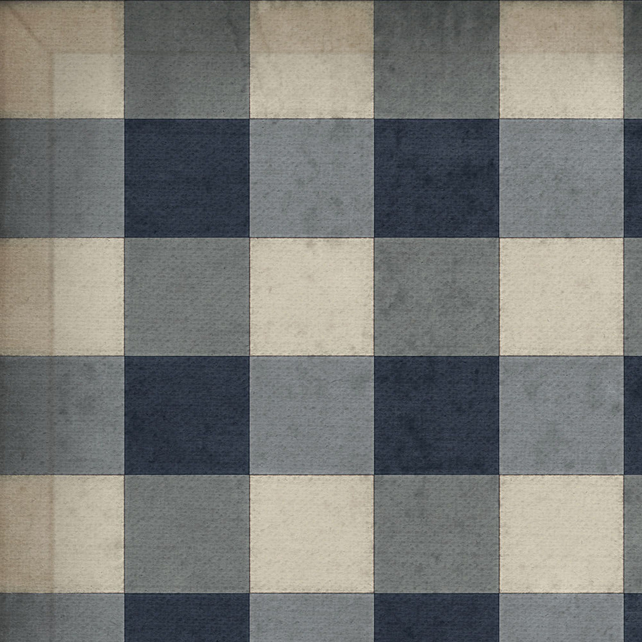 Williamsburg Gingham Canvas Blue Vinyl Floor Cloth