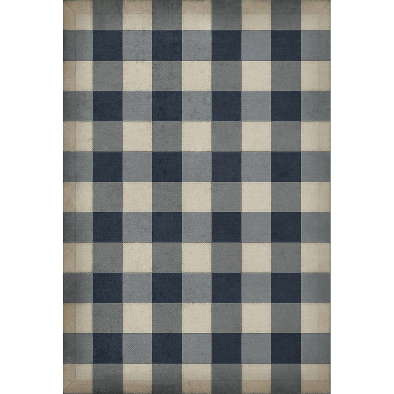 Williamsburg Gingham Canvas Blue Vinyl Floor Cloth