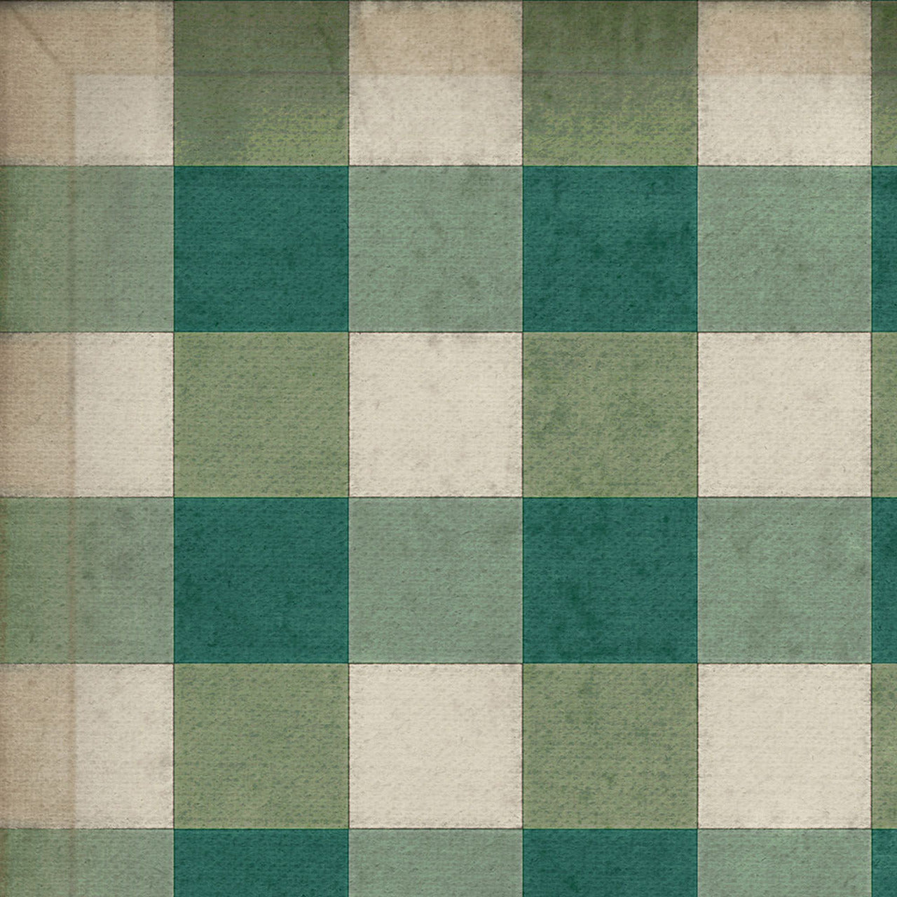 Williamsburg Gingham Canvas Green Vinyl Floor Cloth