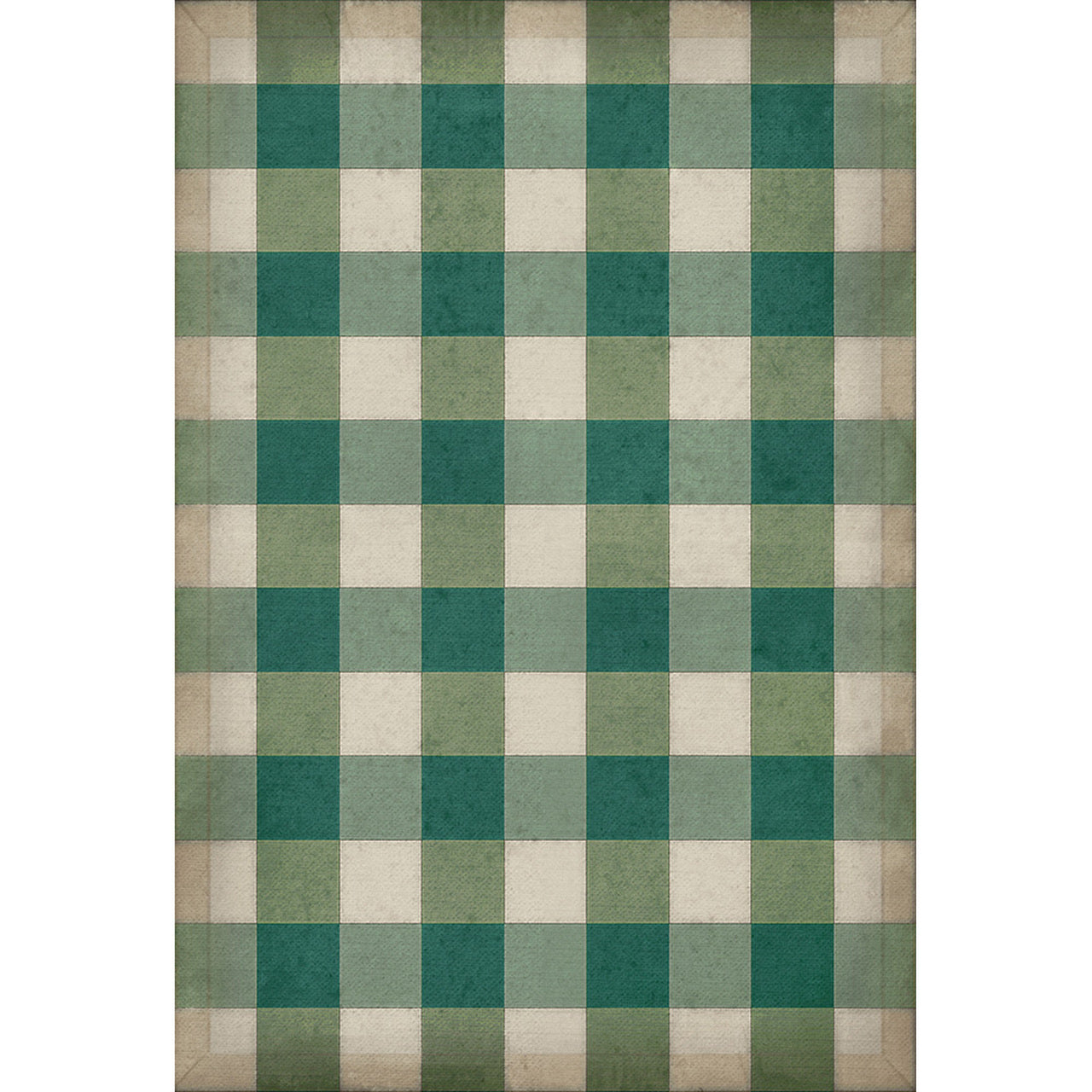 Williamsburg Gingham Canvas Green Vinyl Floor Cloth