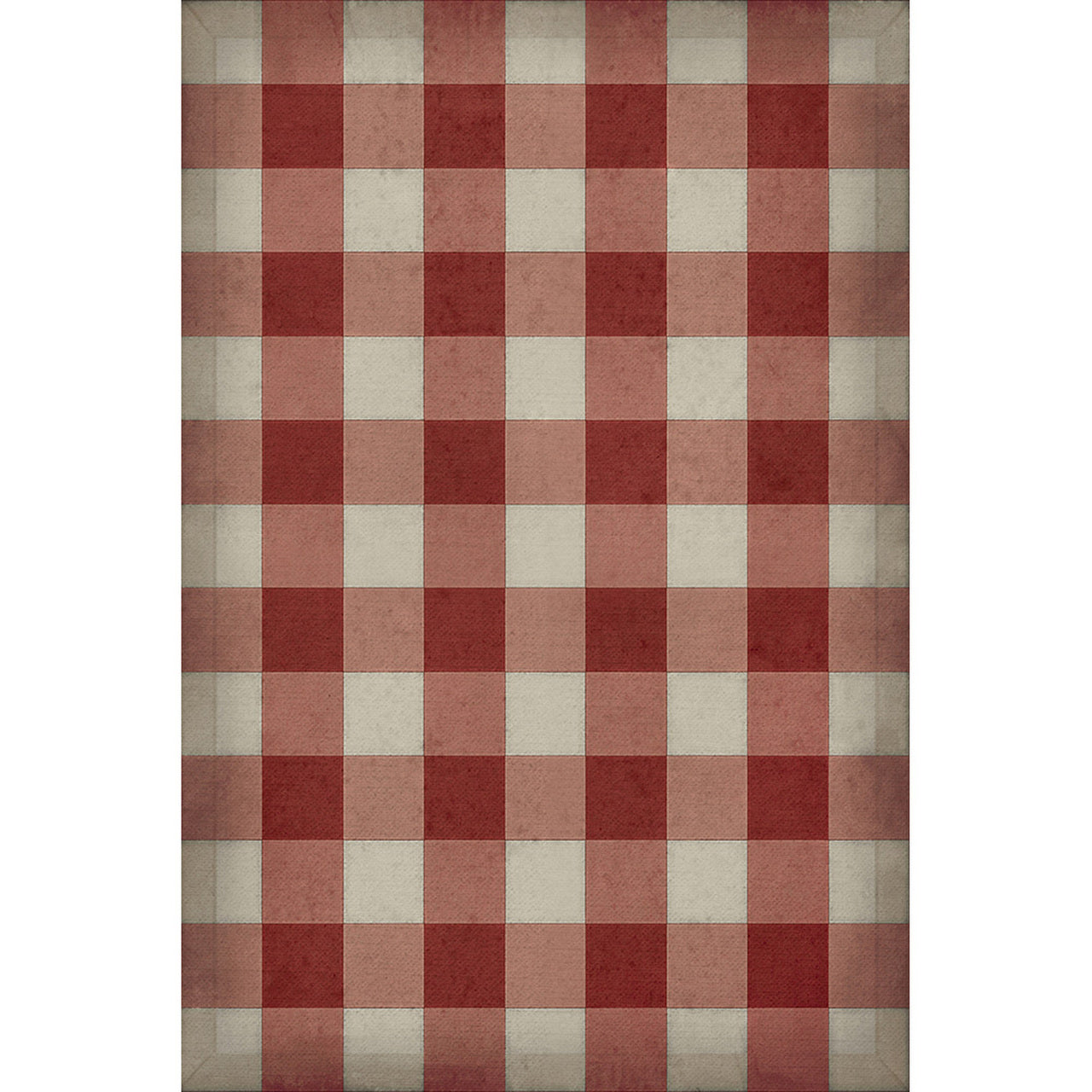 Williamsburg Gingham Canvas Red Vinyl Floor Cloth