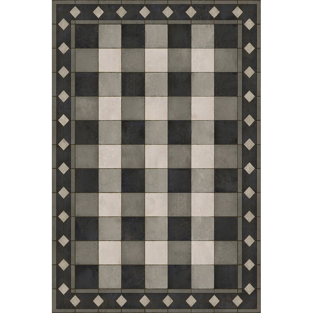 Williamsburg Gingham Tile Black Vinyl Floor Cloth