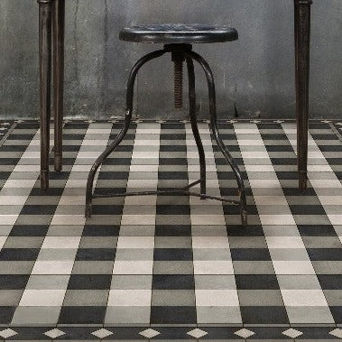Williamsburg Gingham Tile Black Vinyl Floor Cloth
