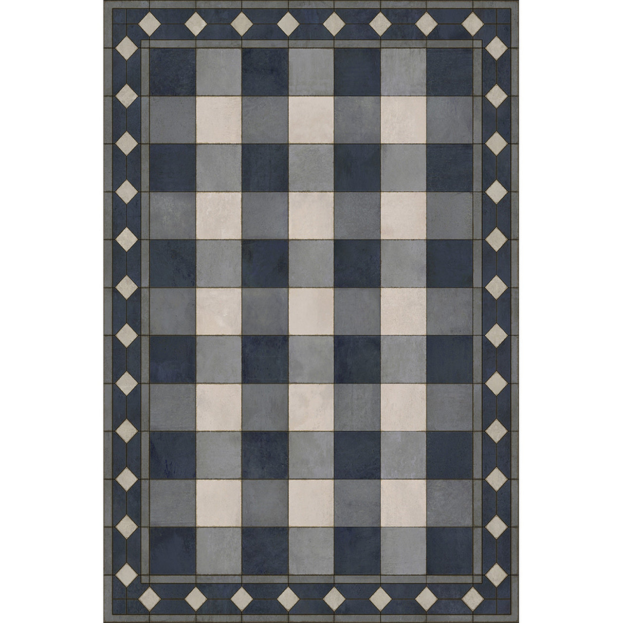Williamsburg Gingham Tile Blue Vinyl Floor Cloth