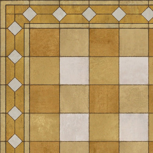 Williamsburg Gingham Tile Yellow Vinyl Floor Cloth