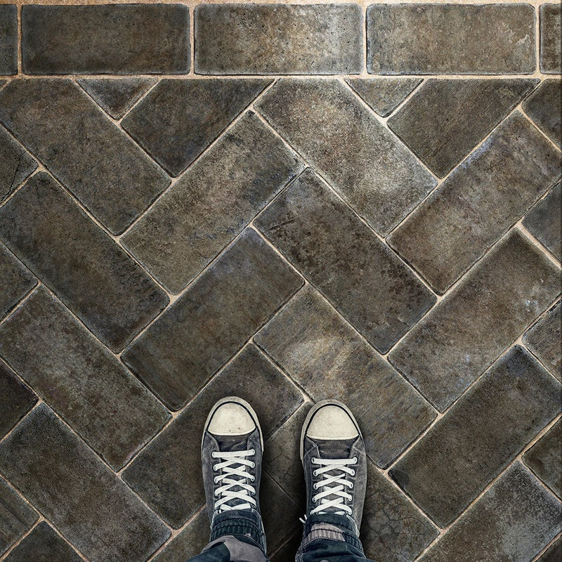 Williamsburg Herringbone Blacksmith Vinyl Floor Cloth
