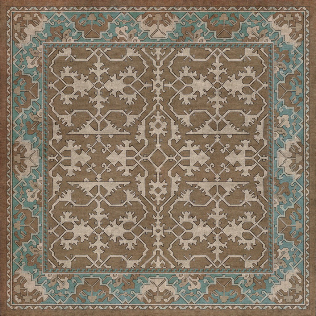 Williamsburg Lotto Ushak A Birdsong Vinyl Floor Cloth