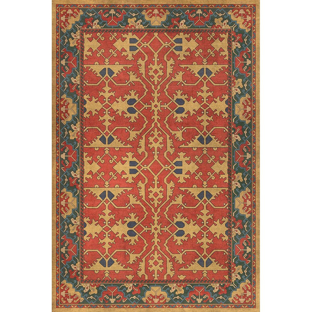 Williamsburg Lotto Ushak A Fire In My Hand Vinyl Floor Cloth