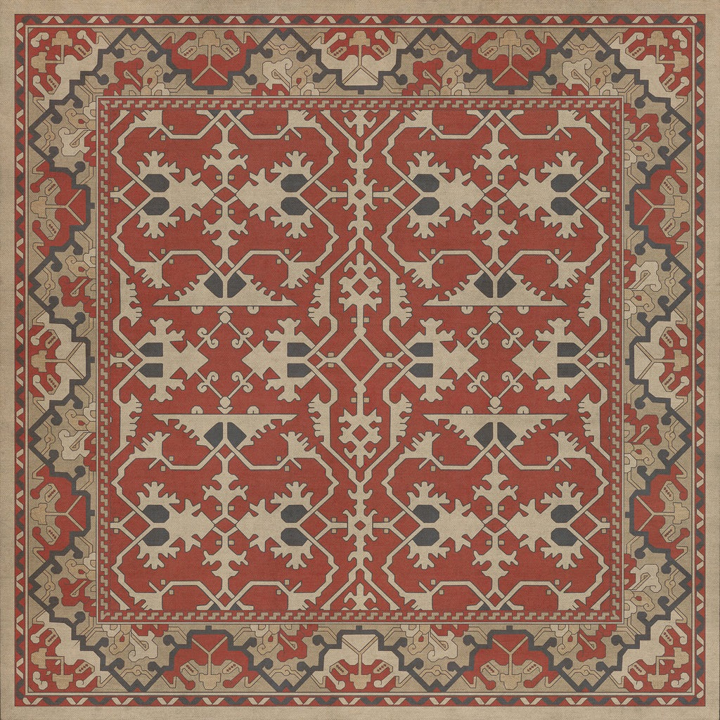 Williamsburg Lotto Ushak Bring Wine Vinyl Floor Cloth