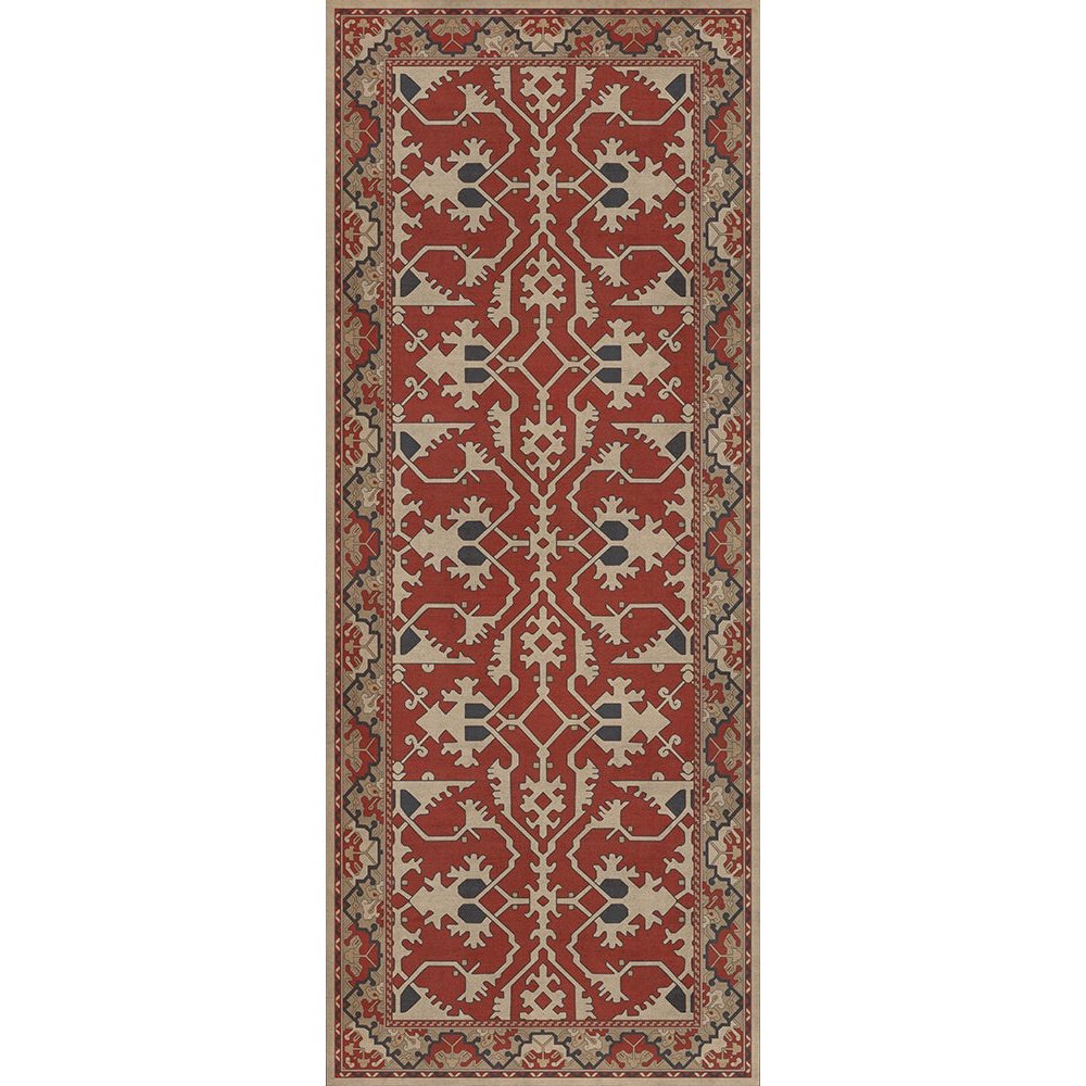 Williamsburg Lotto Ushak Bring Wine Vinyl Floor Cloth