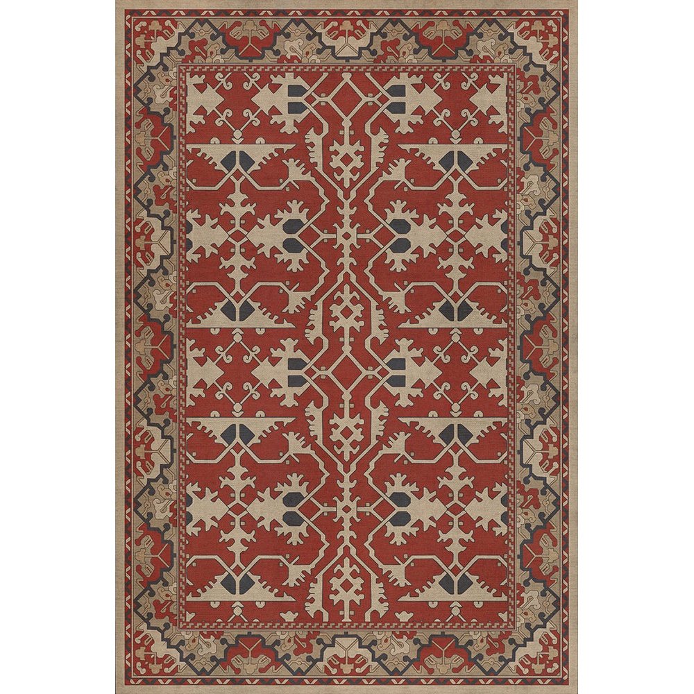 Williamsburg Lotto Ushak Bring Wine Vinyl Floor Cloth
