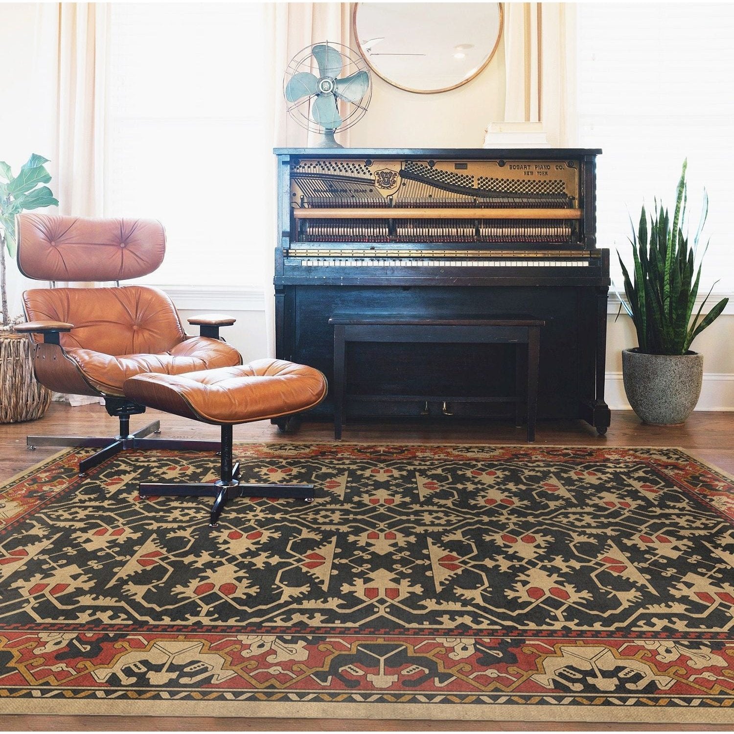 Williamsburg Lotto Ushak Description of Love Vinyl Floor Cloth