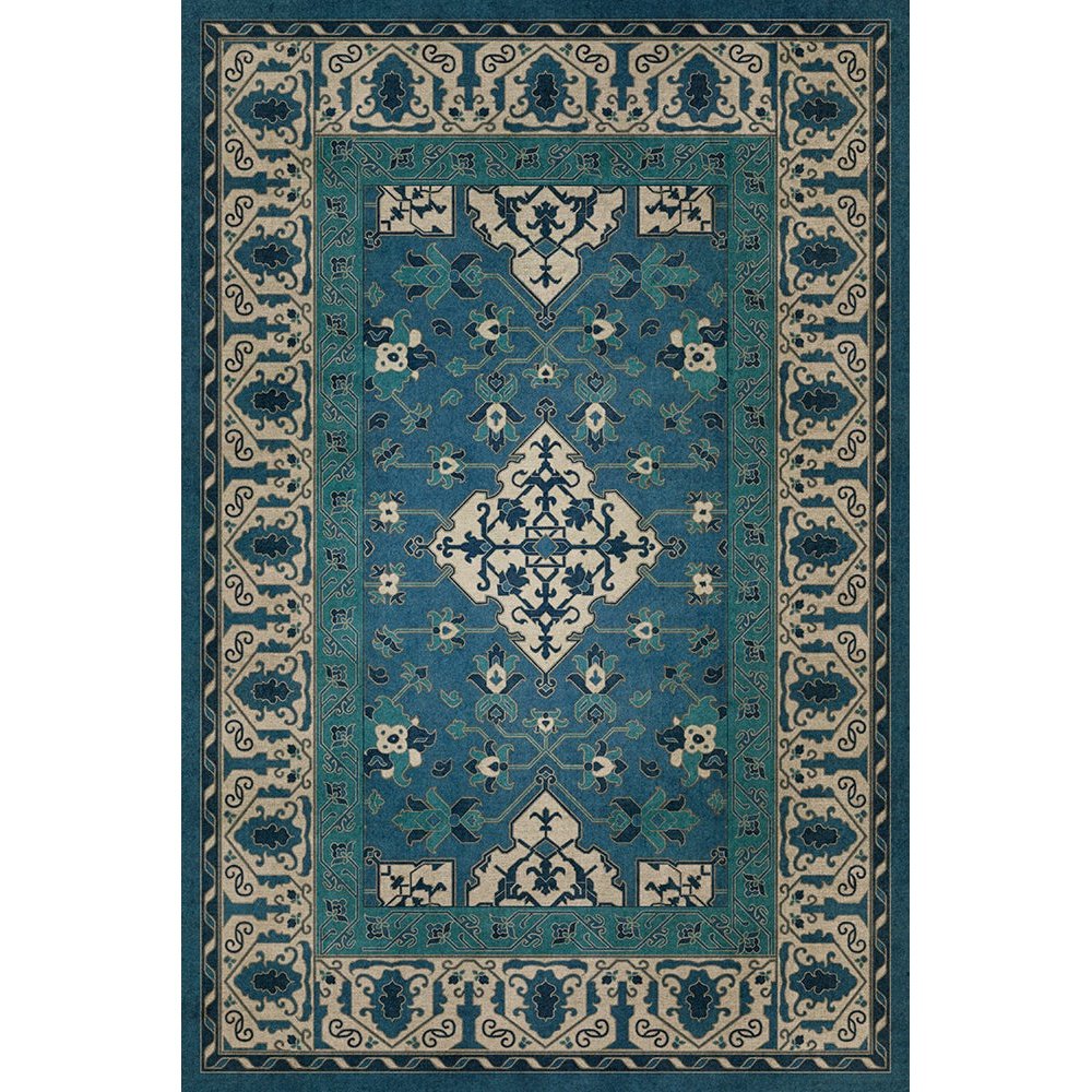 Williamsburg Star Ushak Calm Shades Vinyl Floor Cloth