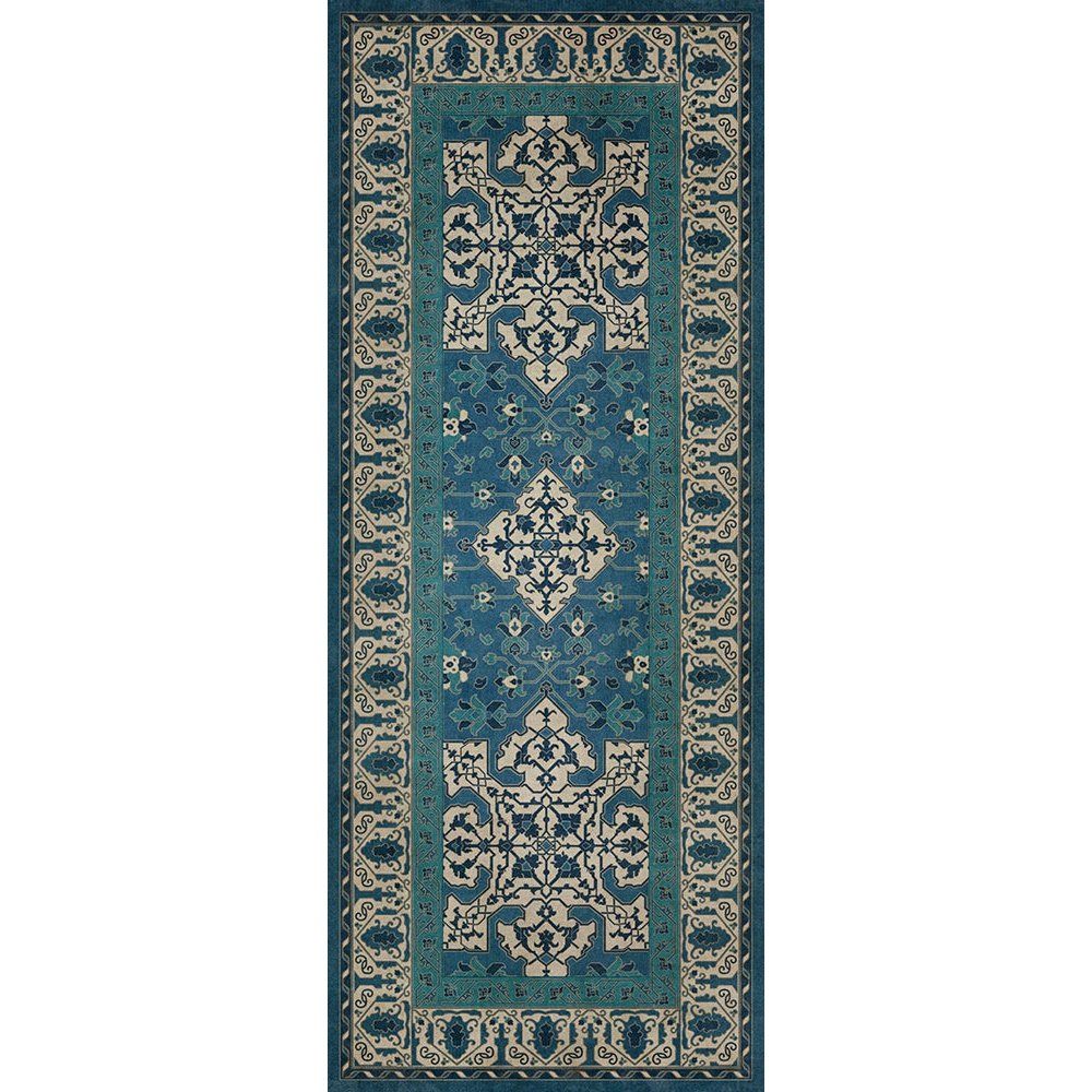 Williamsburg Star Ushak Calm Shades Vinyl Floor Cloth