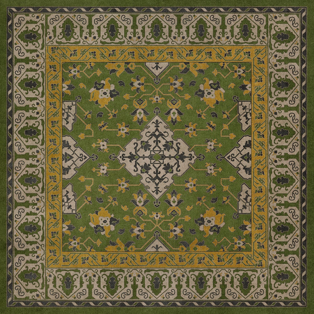 Williamsburg Star Ushak Earths Charms Vinyl Floor Cloth