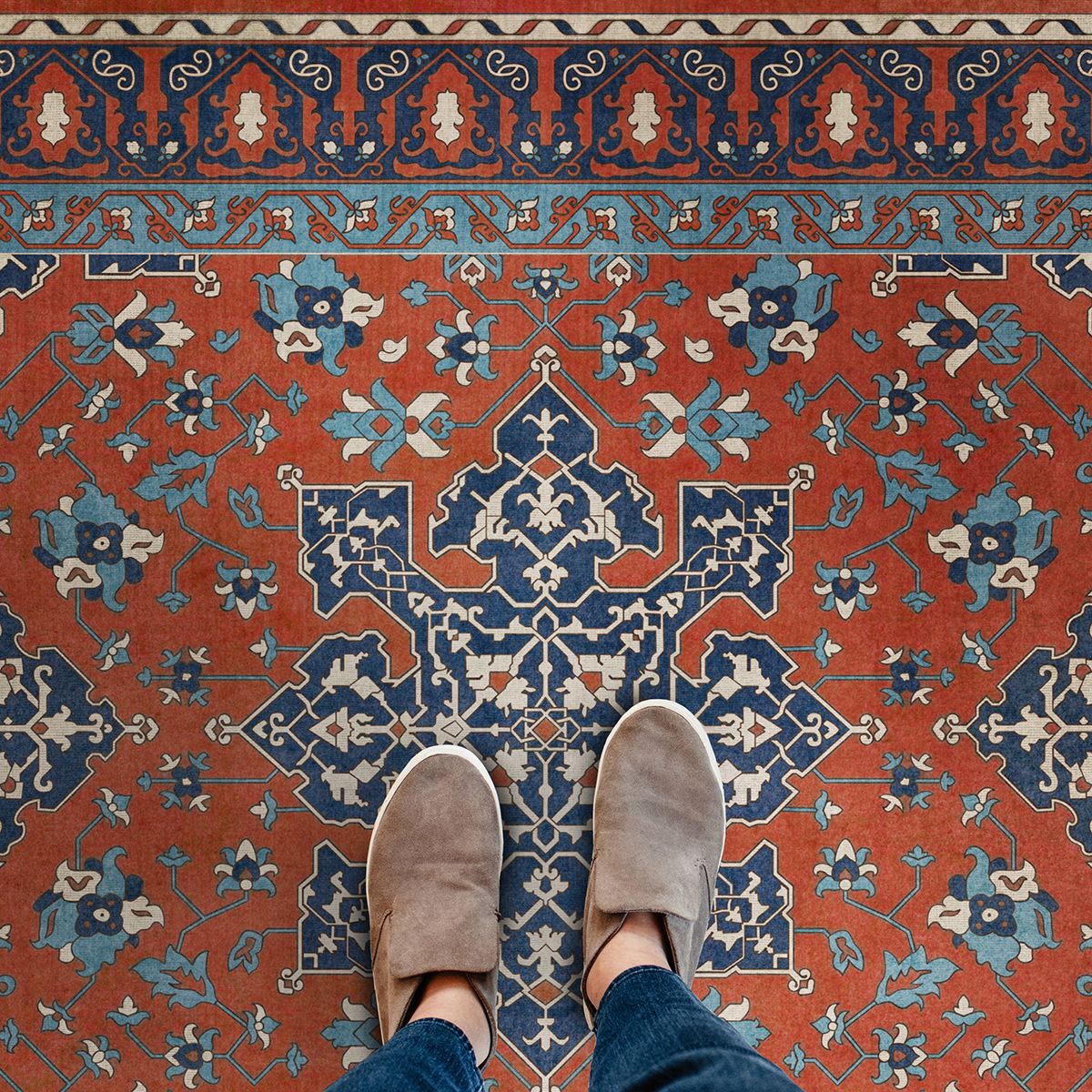 Williamsburg Star Ushak Ever Burning Stars Vinyl Floor Cloth