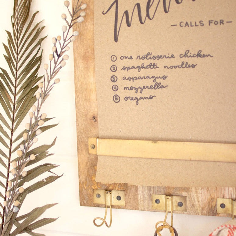 Wooden Wall Note Roll With Hooks