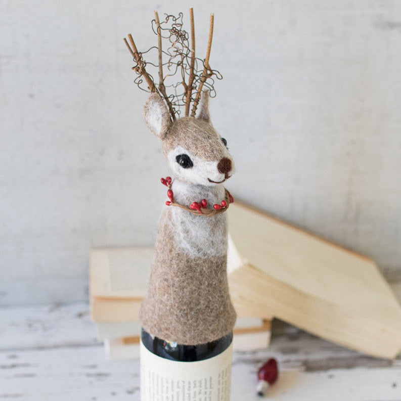 Wool Felt Christmas Deer Bottle Topper