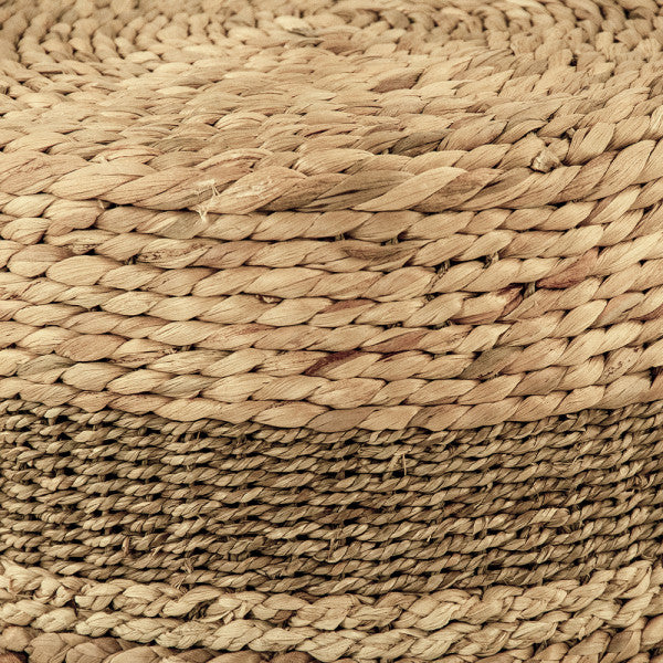 Woven Striped Cylinder Pouf