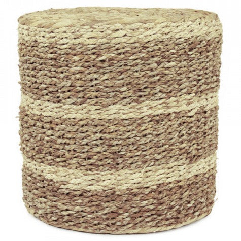 Woven Striped Hyacinth Pouf