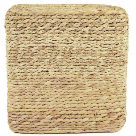 Woven Water Hyacinth Square Pouf