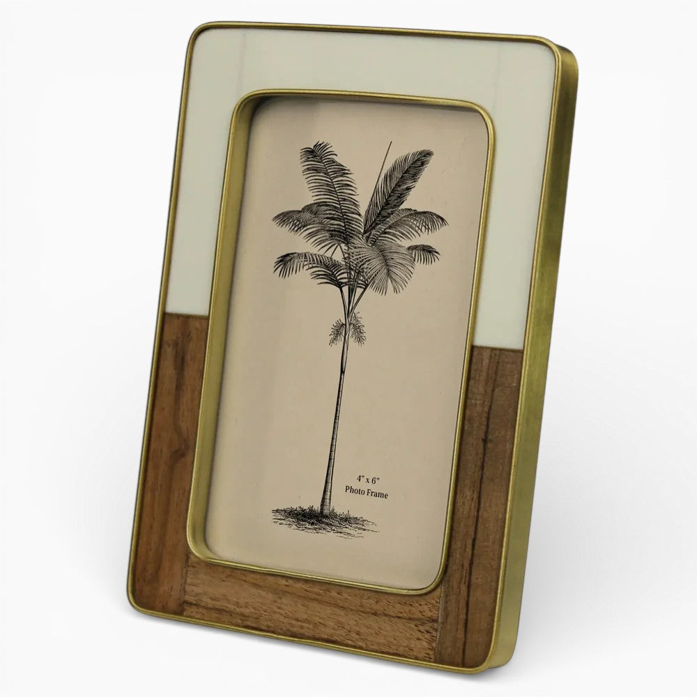 Ivory & Brass Teak Wood Frame