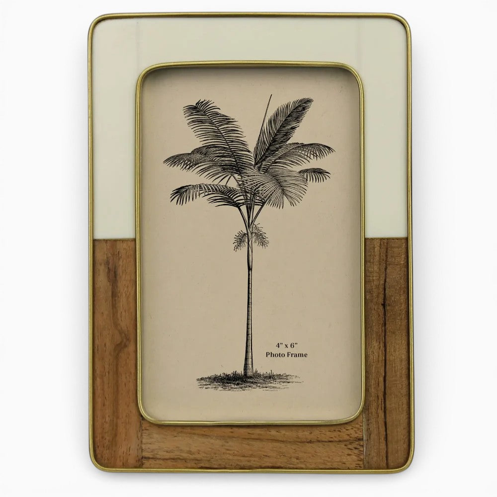 Ivory & Brass Teak Wood Frame