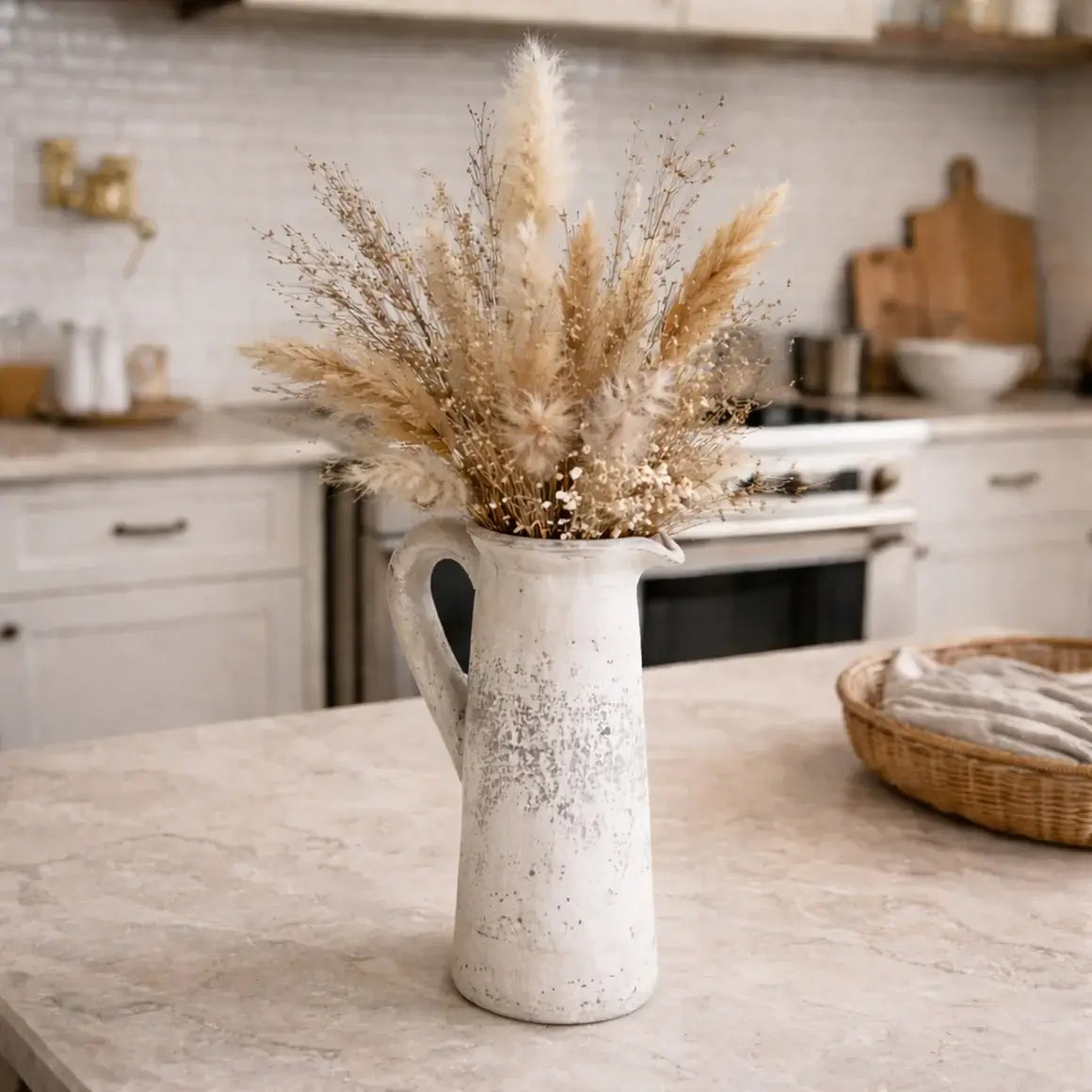 Distressed Grey Decorative Pitcher