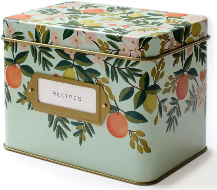 Rifle Paper Co. Citrus Floral Tin Recipe Box