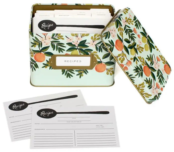 Rifle Paper Co. Citrus Floral Tin Recipe Box
