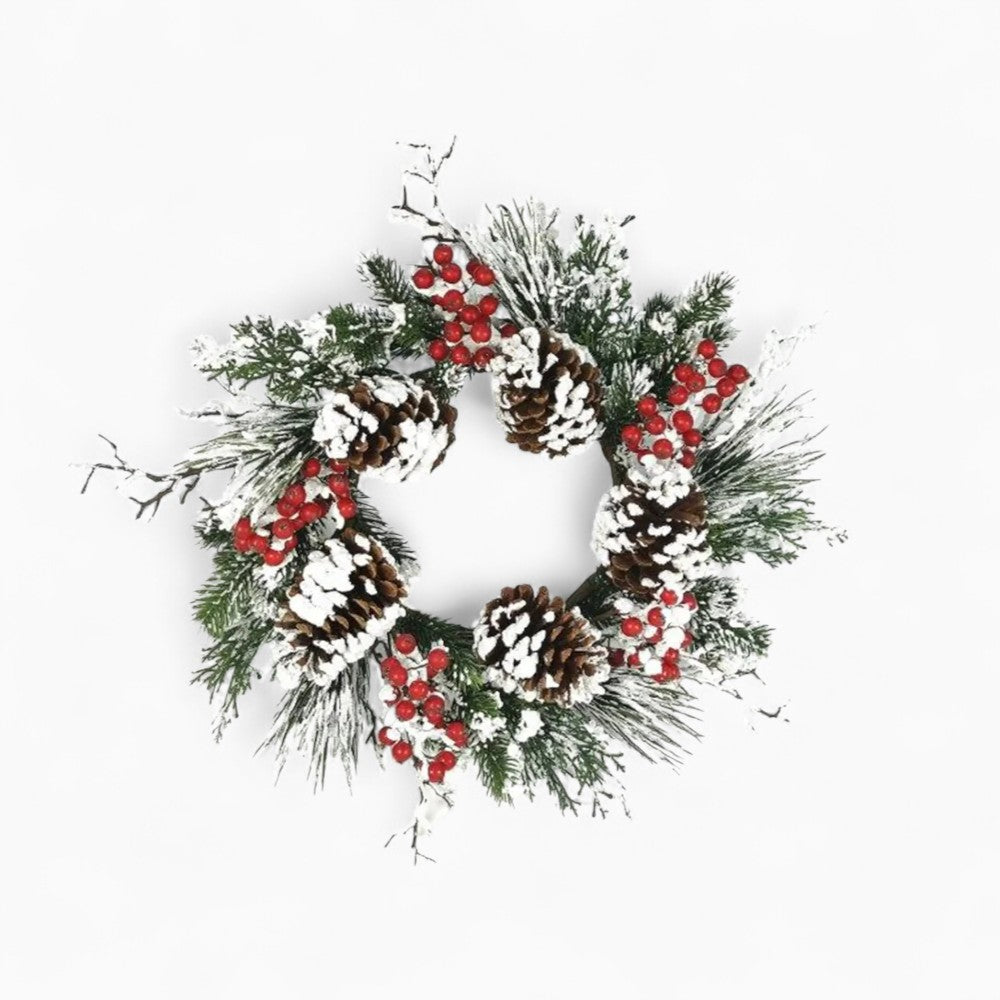 Snow Mixed Pine Berry Wreath