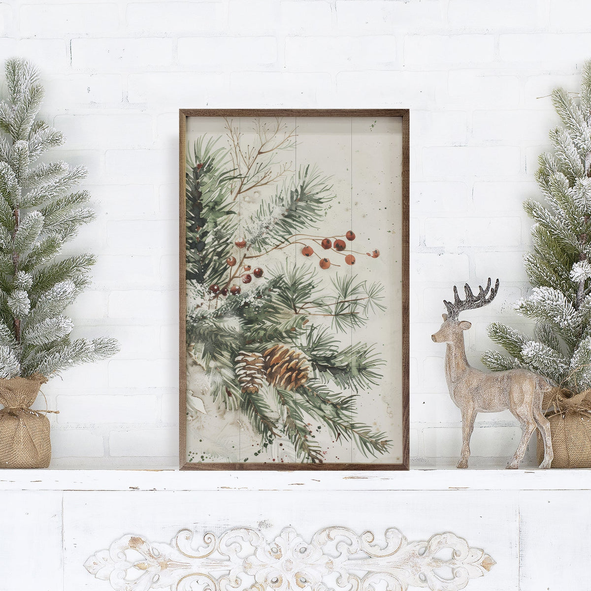 Branches Of Christmas Wood Framed Print