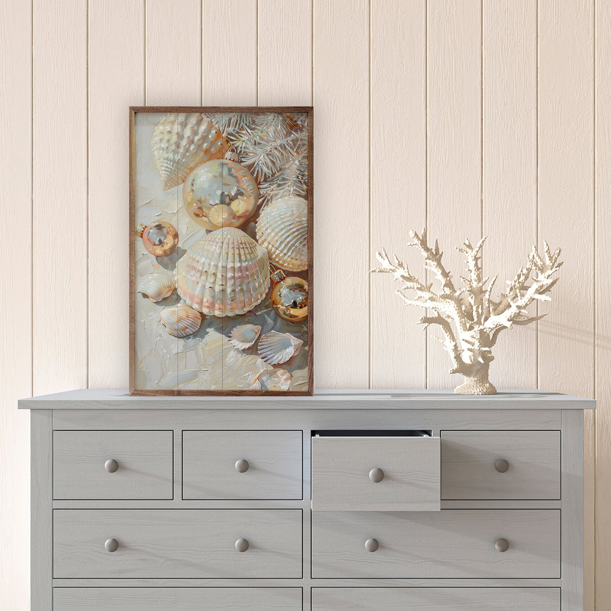 Christmas Shells Wood Framed Print