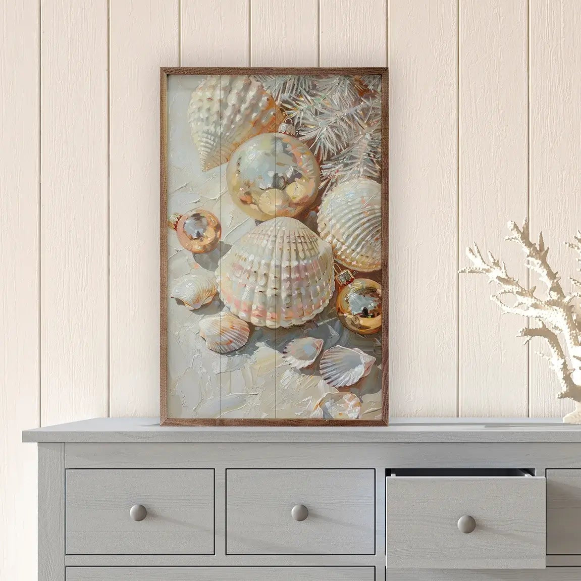 Christmas Shells Wood Framed Print