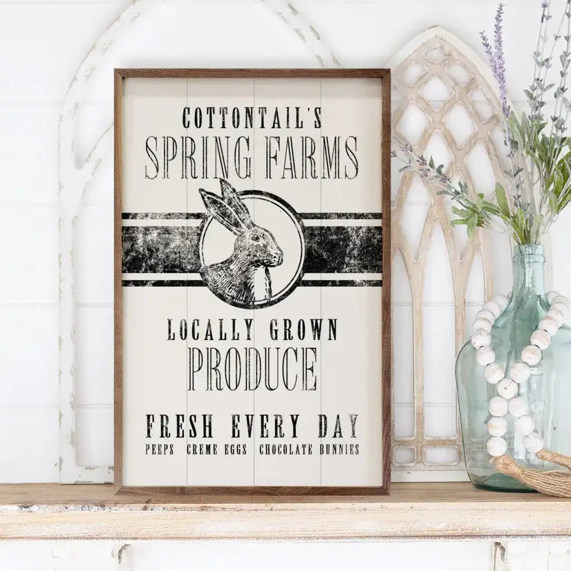 Cottontails Spring Farms Stripe Bunny Wood Framed Print