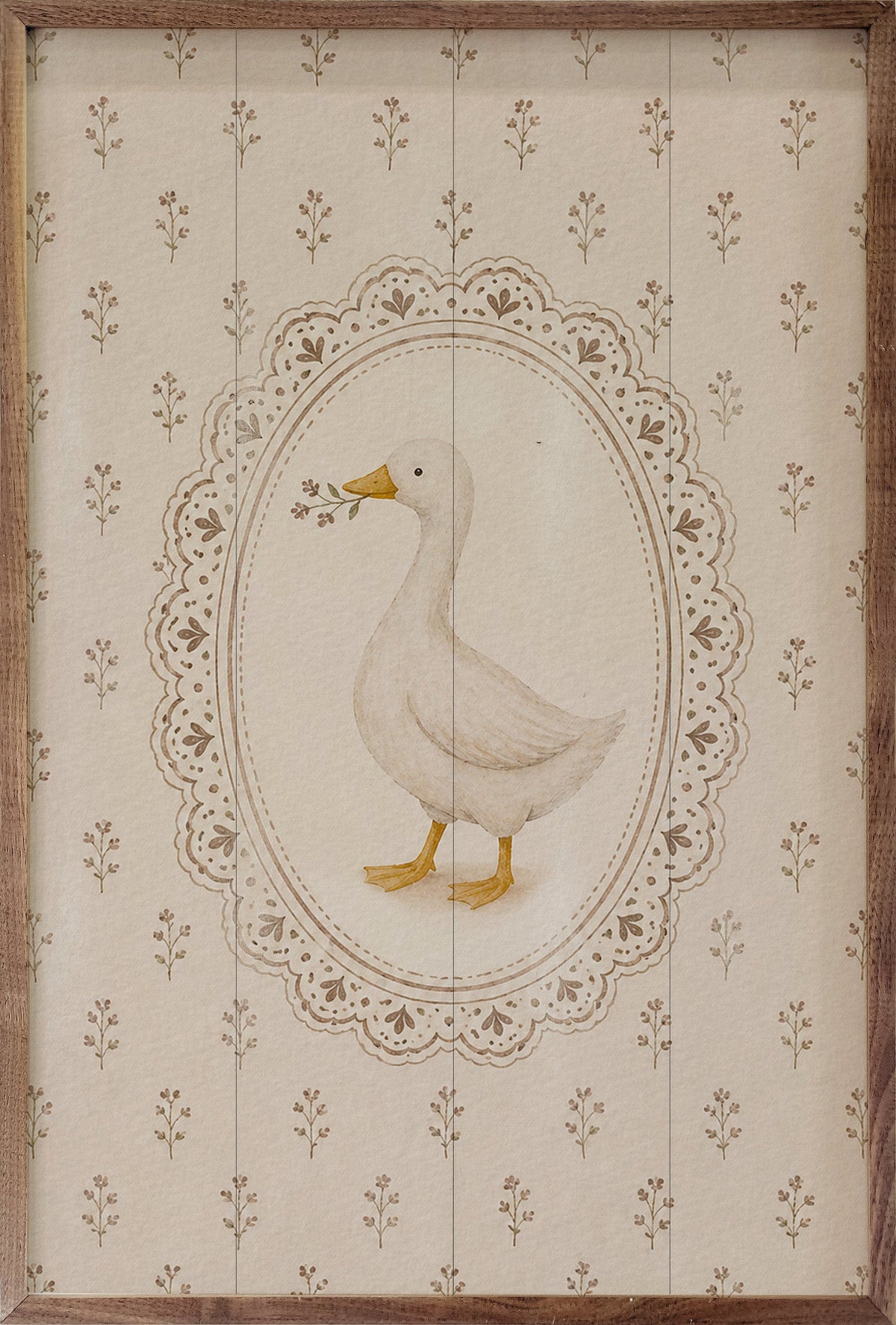 Floral Goose Wood Framed Print
