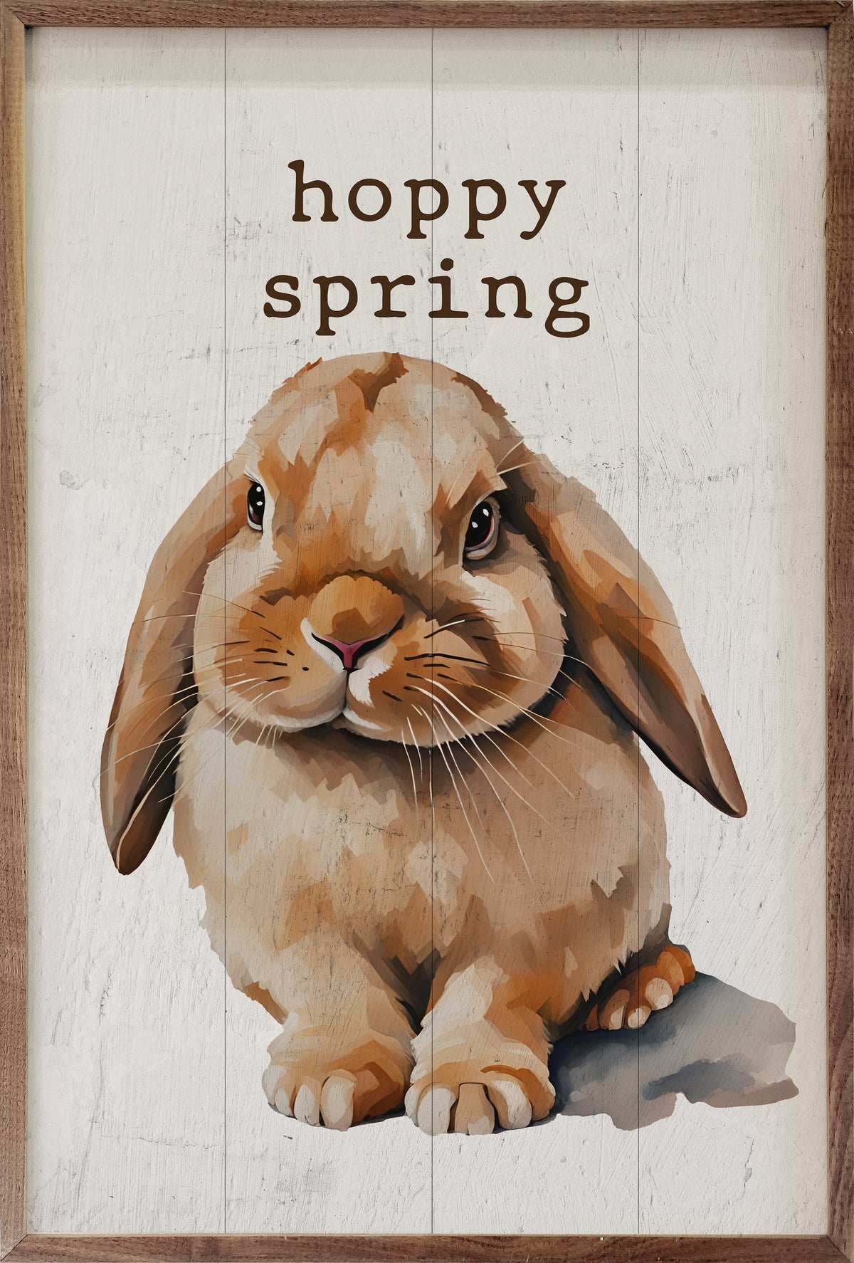 Hoppy Spring Floppy Ear Bunny Wood Framed Print